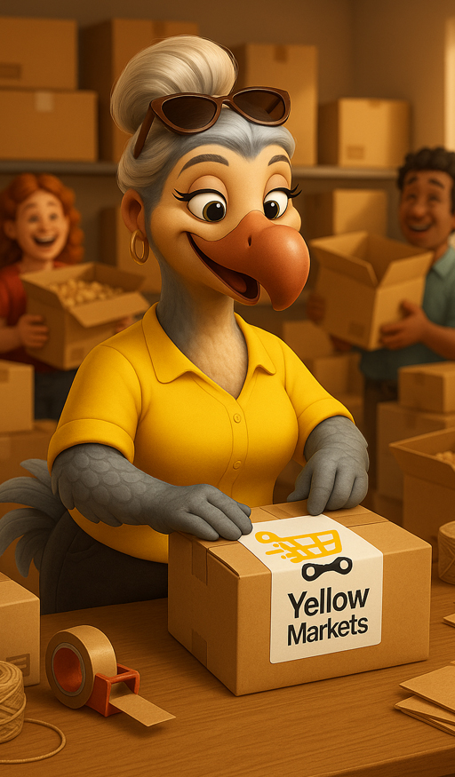 Mrs dodo emballe un produit vendu sur Yellow Markets portrait
